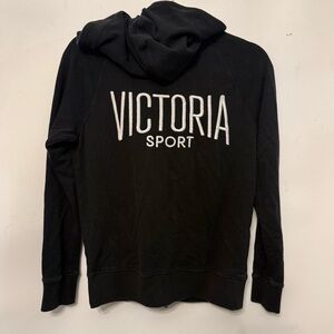 Victoria Secret women’s XS sport hoodie zip up black white embroidery pink